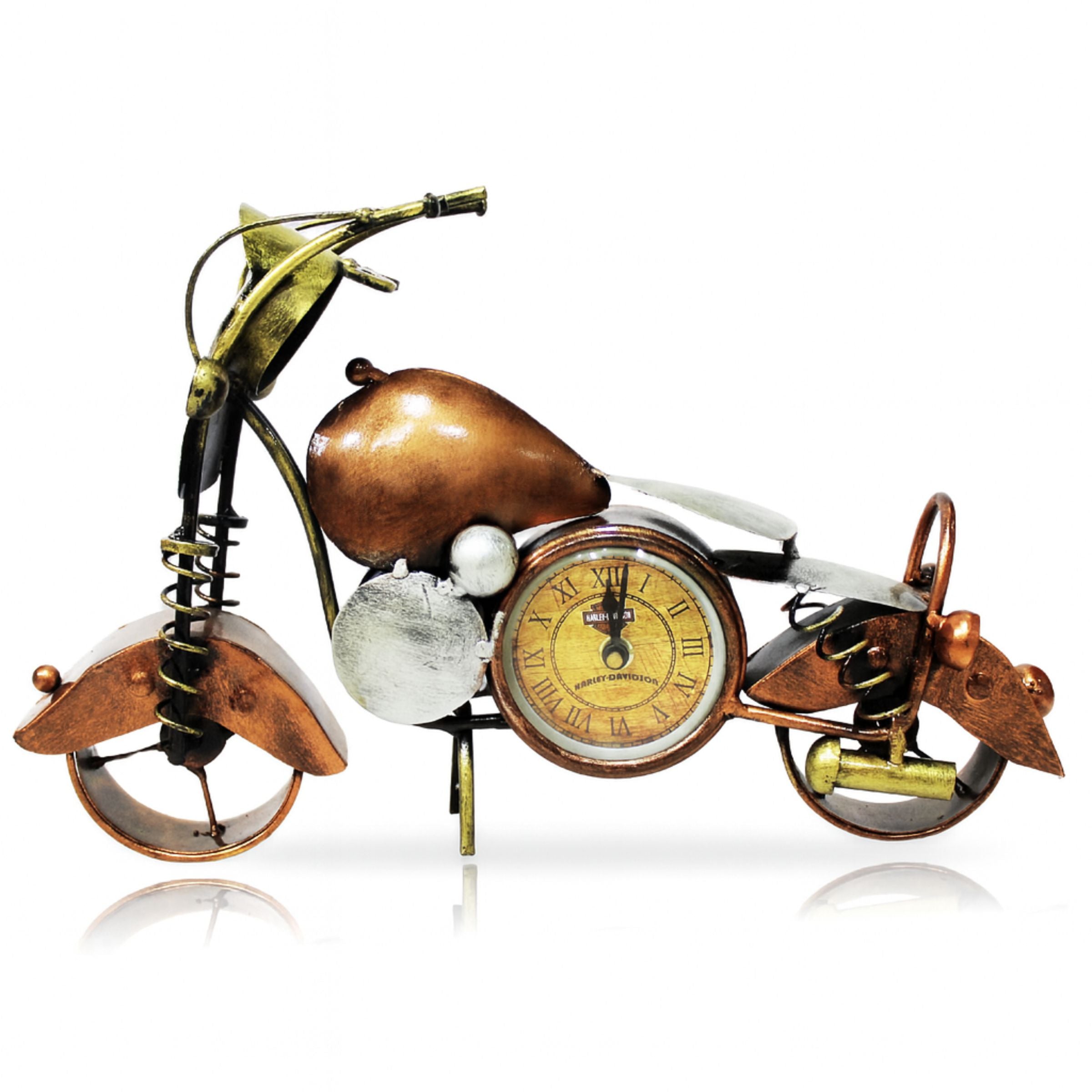 Motorcycle Table Clock with Antique Finish