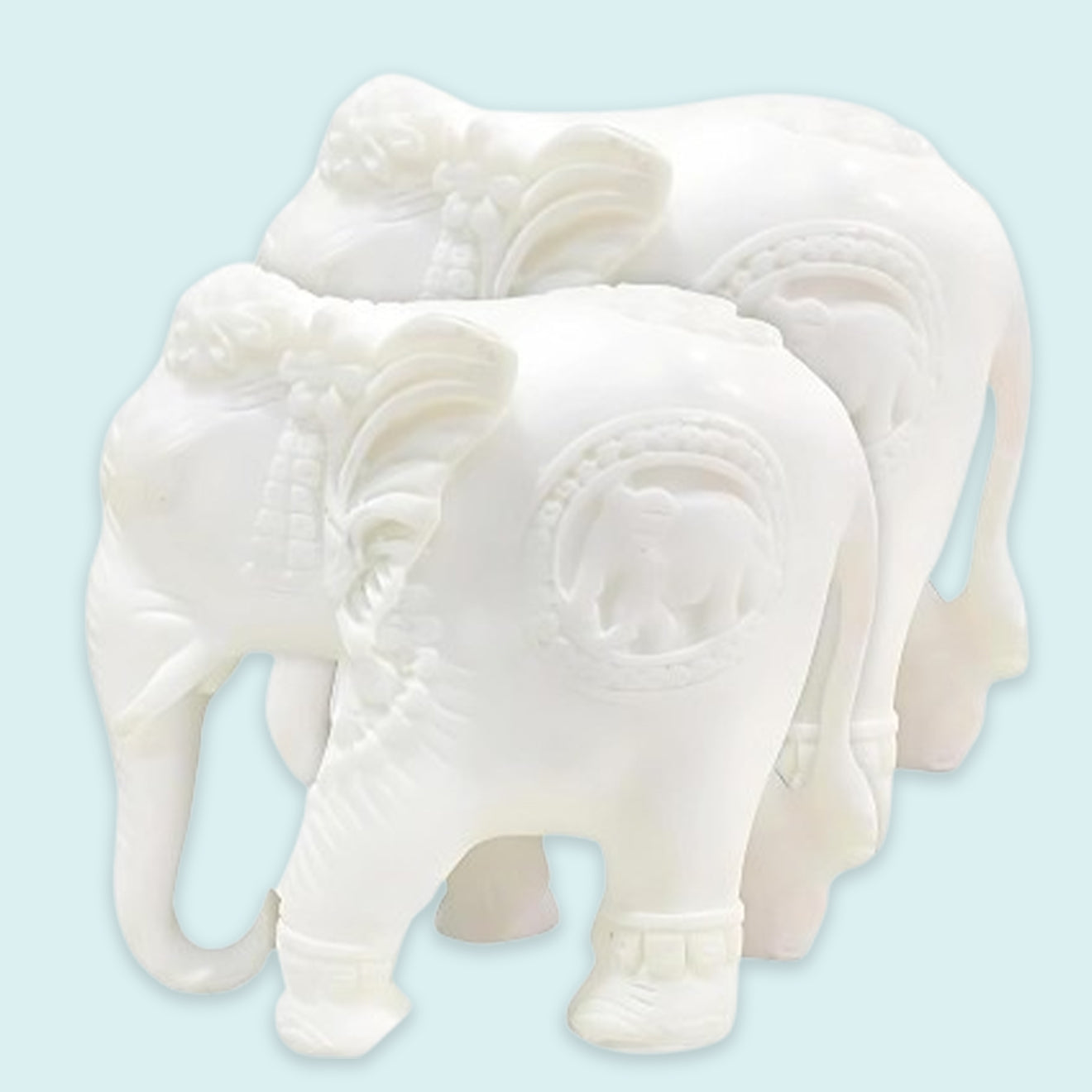 White Marble Elephant Pair