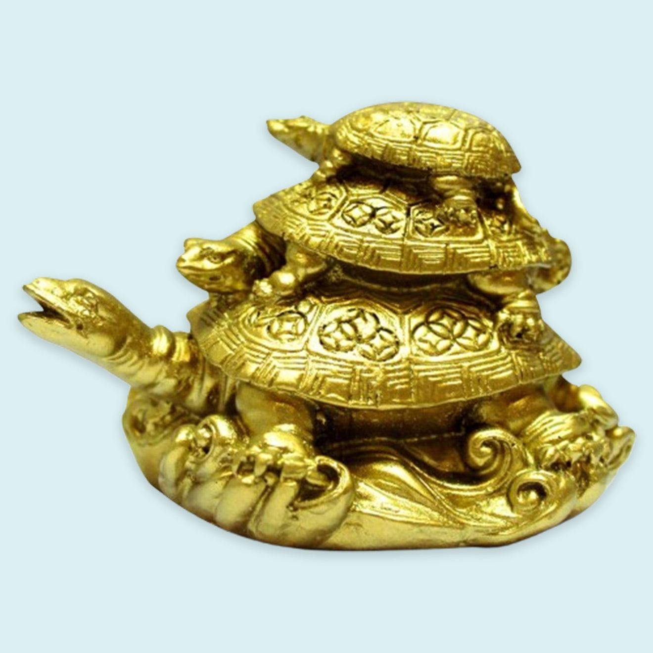 Triple Tortoise Family Feng Shui Statue