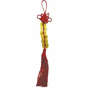 Feng Shui Chinese Coins with Red Knot and Tassel