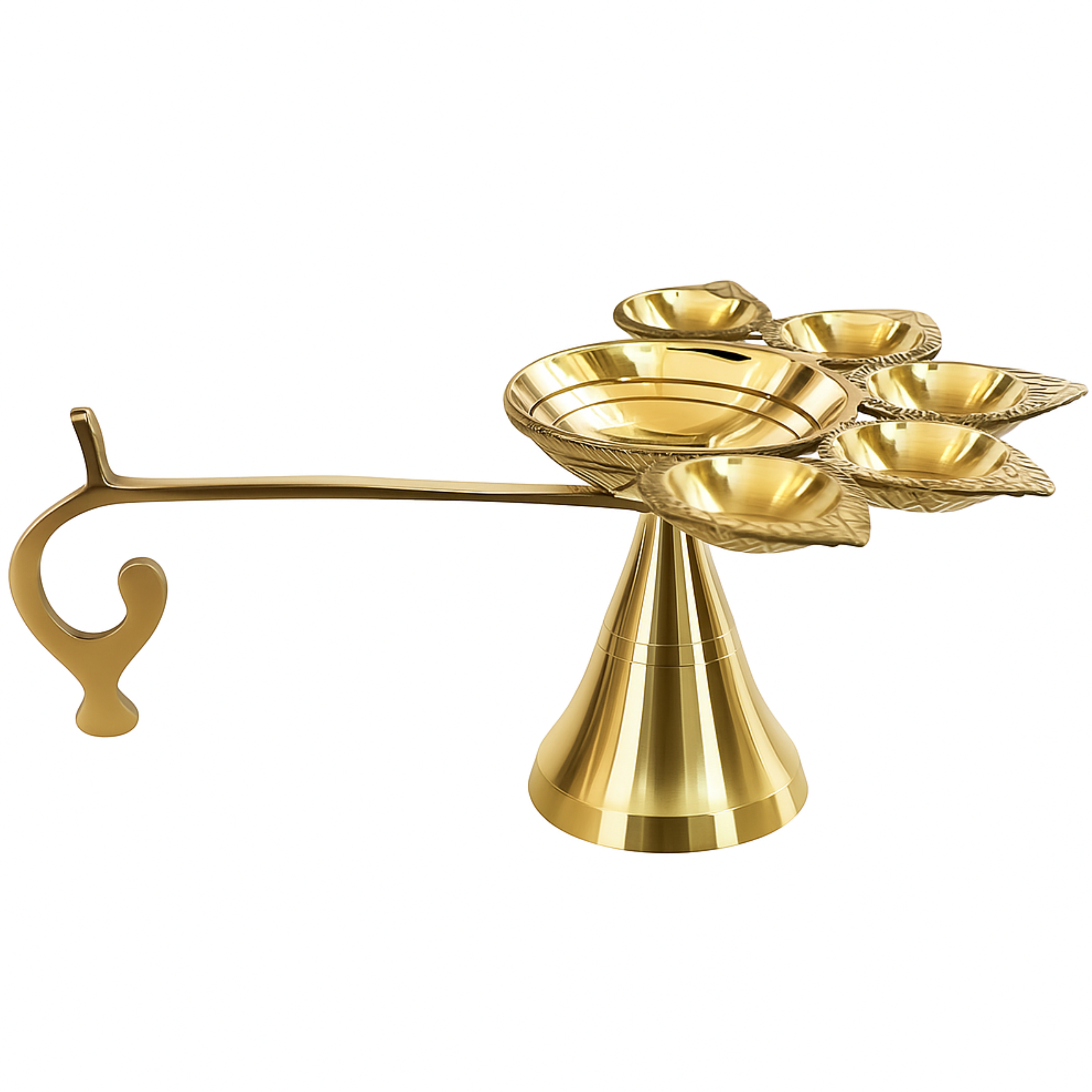 Brass Panch Aarti Diya - 5 -Wick