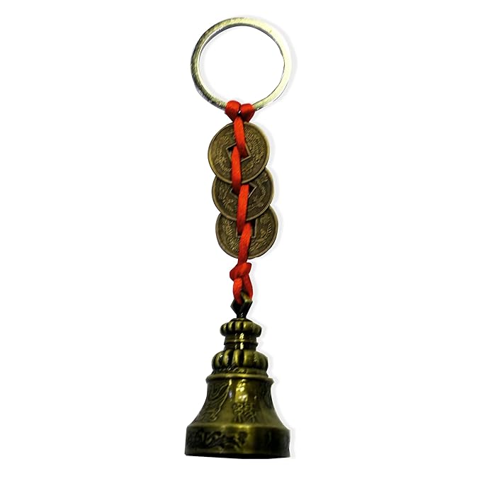 Feng Shui Coin and Bell Keychain