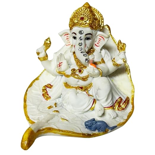 Ganesh Idol on Leaf Base with Mouse