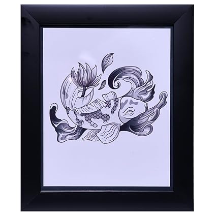 Koi Fish with Flower Hand-Drawn Artwork