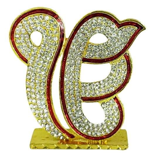 Ik Onkar Symbol Showpiece with Diamond Stone Work