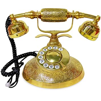 Antique Brass Rotary Dial Telephone Showpiece