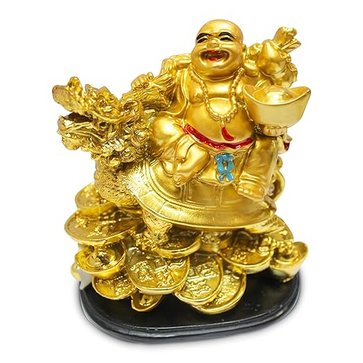 Laughing Buddha Idol on Wealth Coins