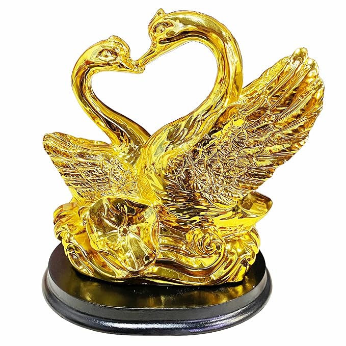 Golden Swan Pair Statue