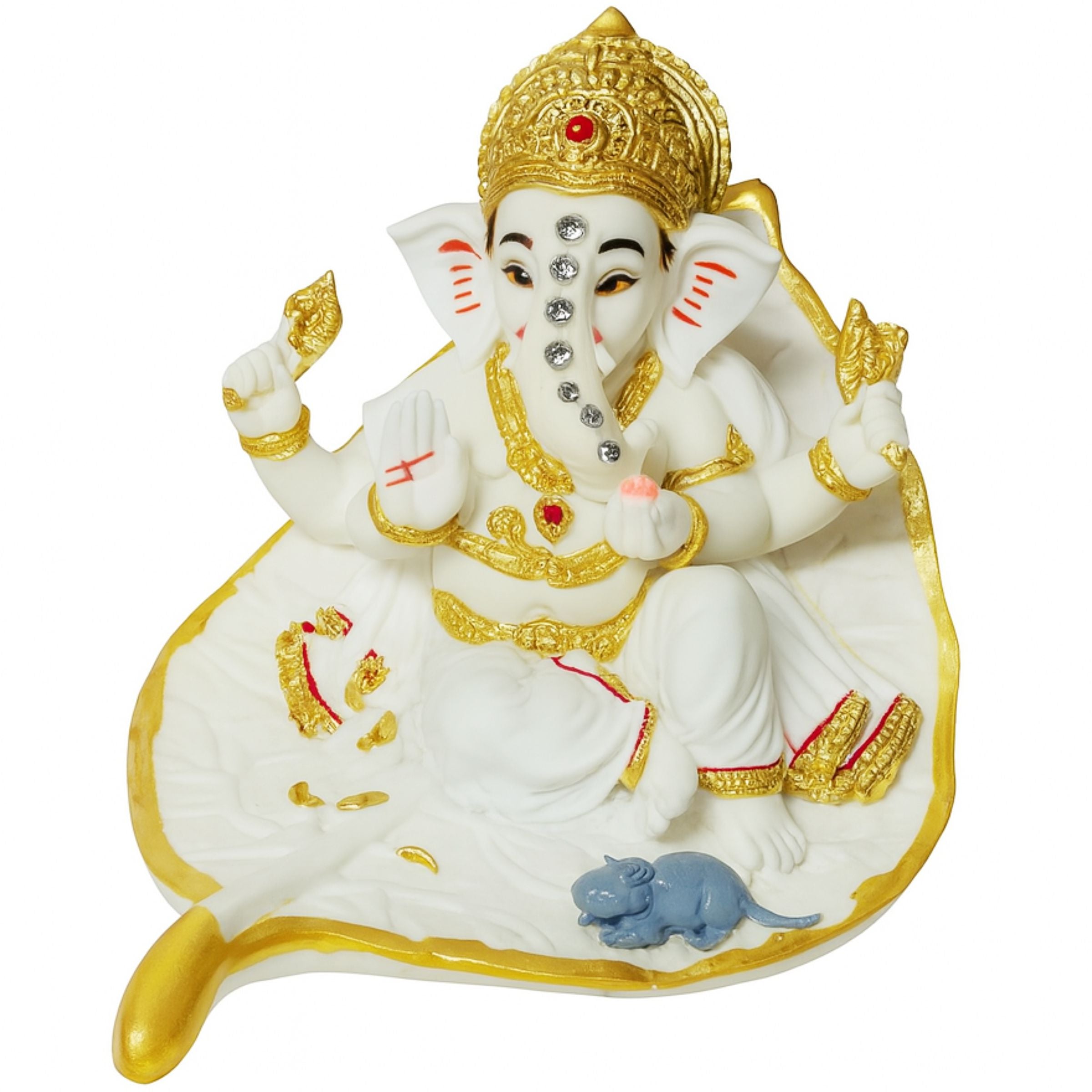 Ganesh Idol on Leaf Base with Mouse
