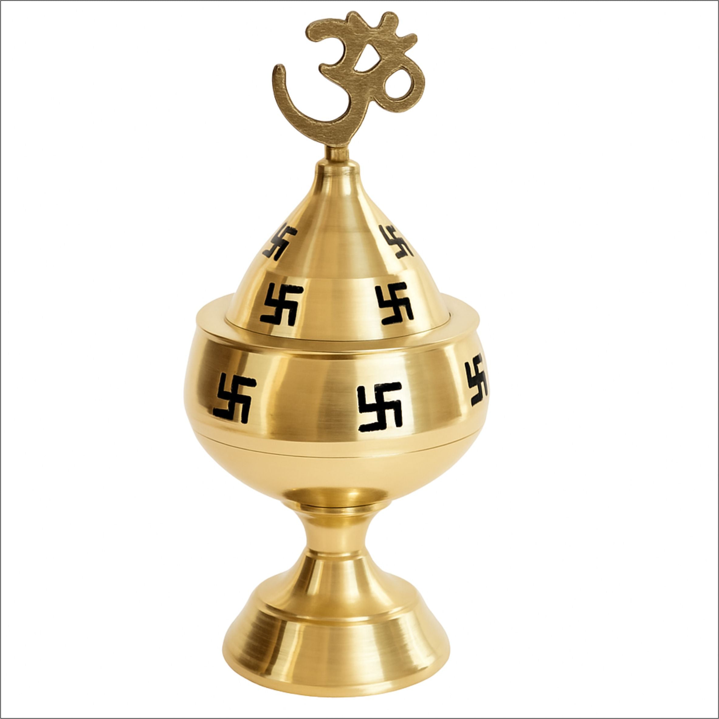 Brass Akhand Diya with Om & Lid